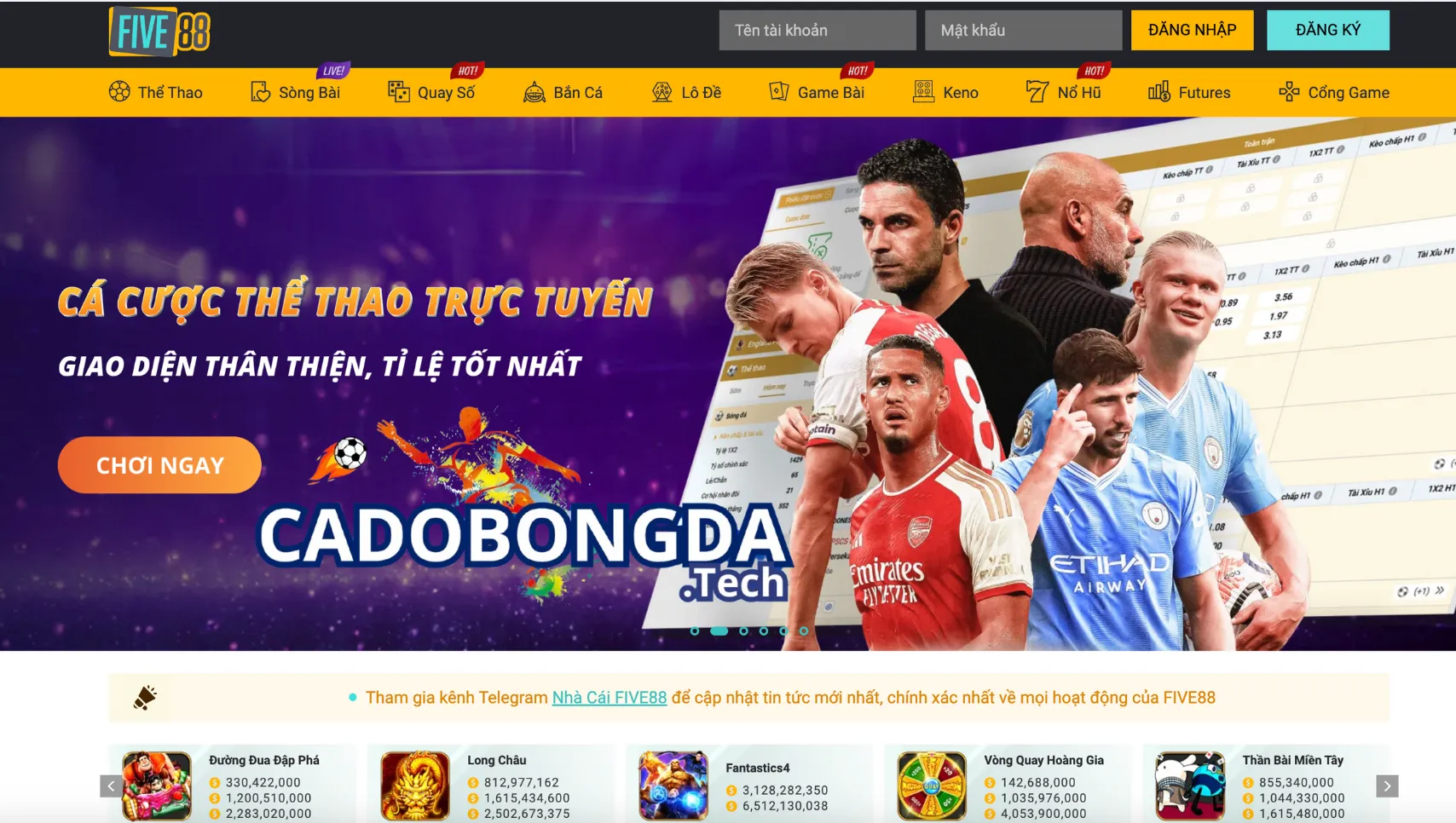 Trang cá độ bóng đá FIVE88 nổi bật và đa dạng tỷ lệ kèo cược hấp dẫn